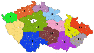 Map of the new Czech regions
